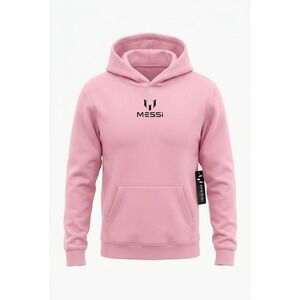 Messi Collection Kids Pink Pullover Hoodie Logo Fleece Sweatshirt Small NEW
